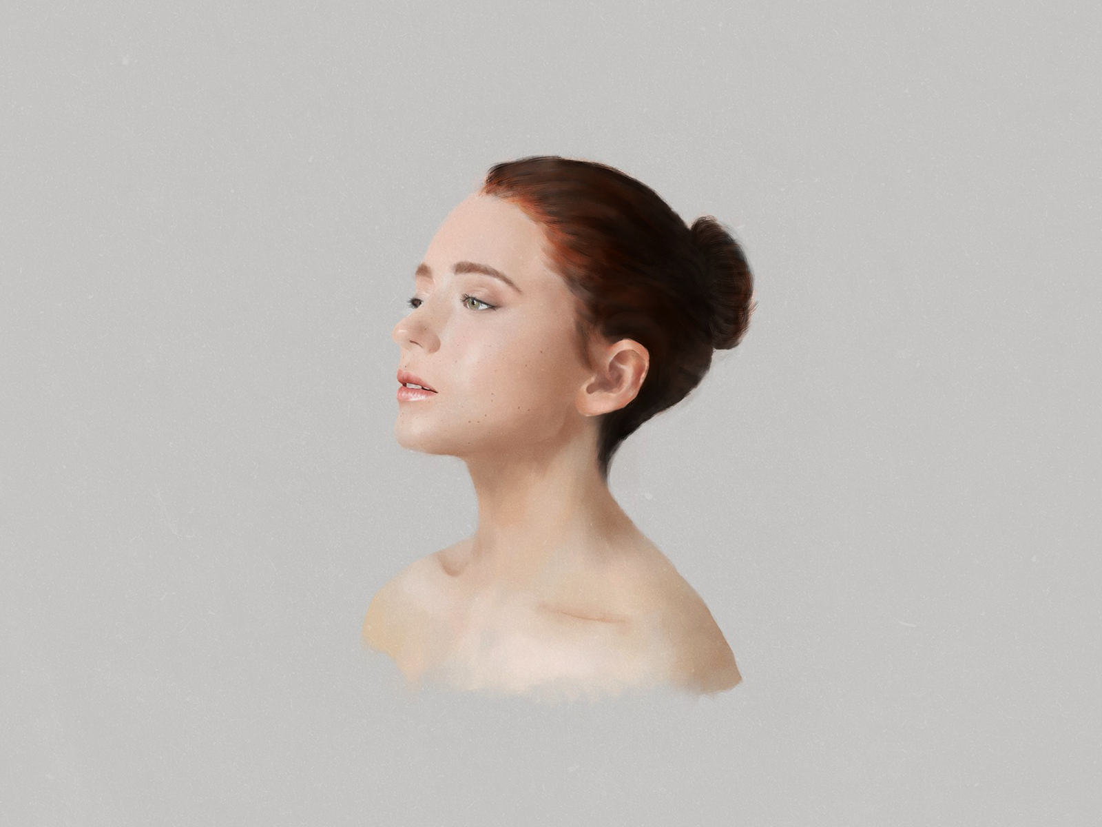 ilustracja, portret rudej dziewczyny