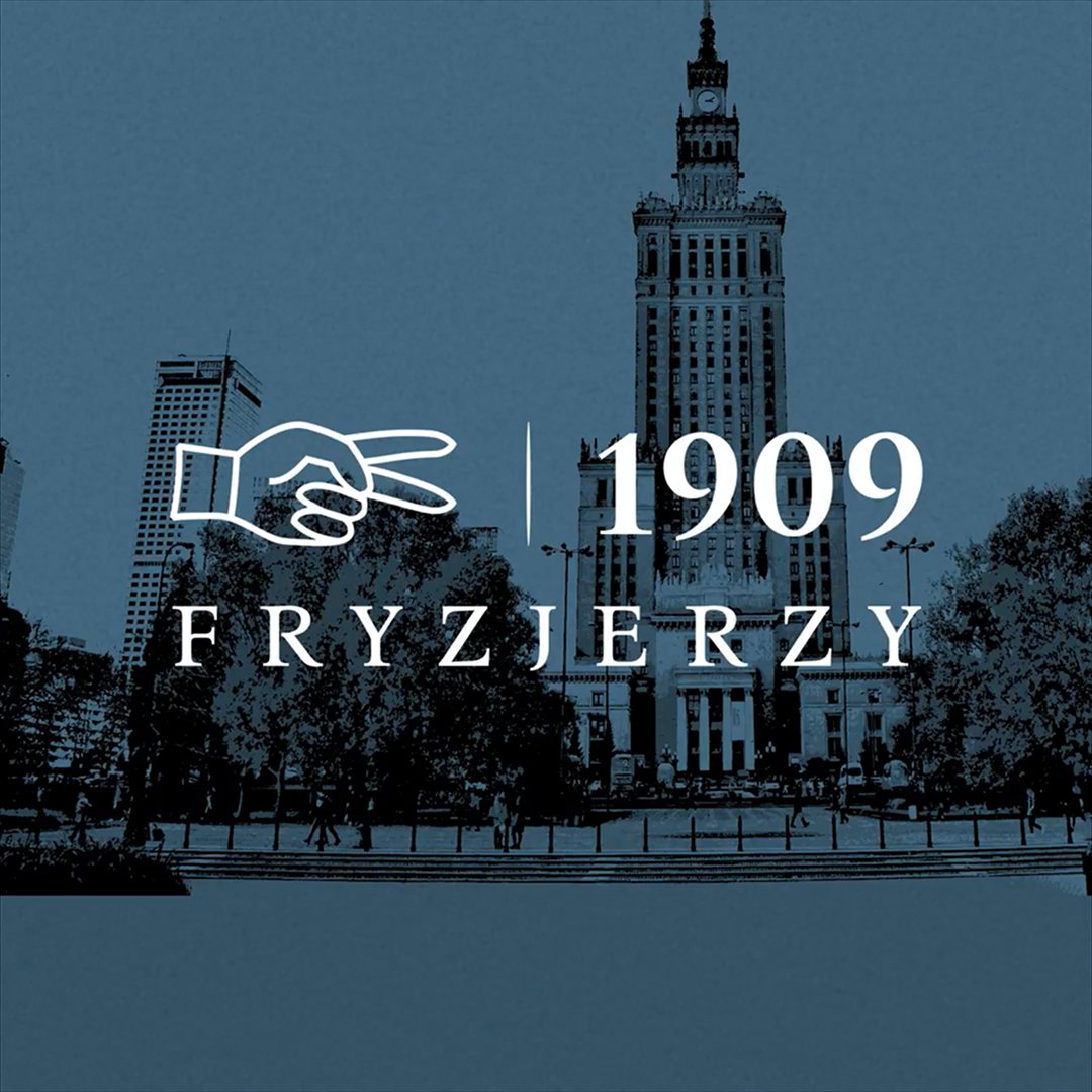 animacja dla Fryzjerzy 1909 z tańczącą na tle Warszawy dziewczyną